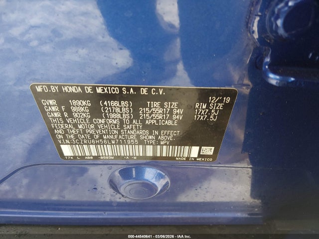 3CZRU6H56LM711955 Honda Hr-v Awd Ex