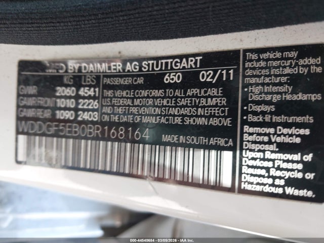 Aukcja sprzedaży 2011 Mercedes-benz C 300 Sport, vin: WDDGF5EB0BR168164, numer aukcji: 44540684