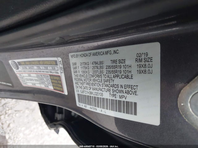 Продаж на аукціоні авто 2019 Acura Rdx Standard, vin: 5J8TC1H38KL020105, номер лоту: 44540710