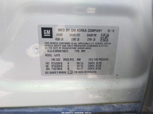 Продажа на аукционе авто 2019 Buick Encore Fwd Essence, vin: KL4CJCSM3KB758573, номер лота: 44540713