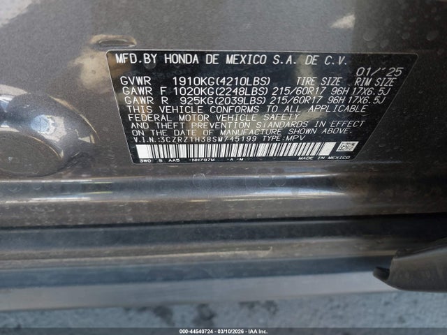 3CZRZ1H38SM745199 Honda Hr-v 2wd Lx