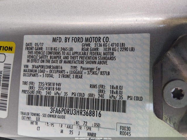 Ford Fusion Hybrid Titanium 2017 3FA6P0RU3HR368816 Image 9