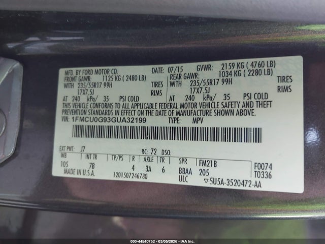 1FMCU0G93GUA32199 Ford ESCAPE SE