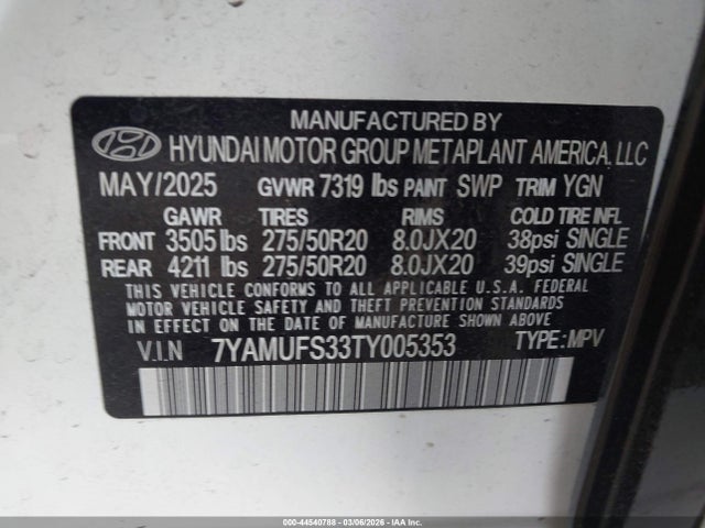 Hyundai Ioniq 9 Sel 2026 7YAMUFS33TY005353 Image 9