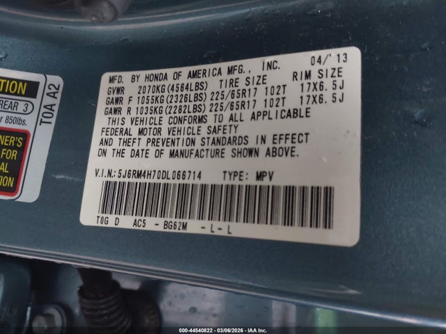 2013 HONDA CR-V 5J6RM4H70DL066714 Photo 8