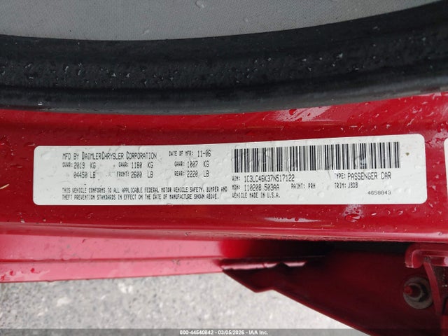 44540842 :رقم المزاد ، 1C3LC46K37N517122 vin ، 2007 Chrysler Sebring مزاد بيع