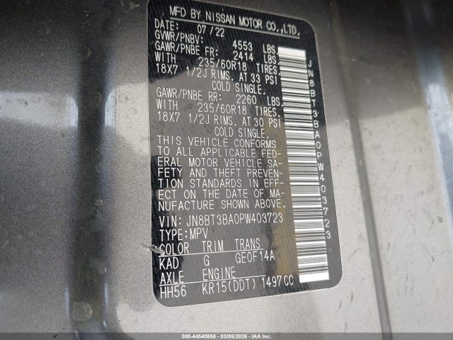 JN8BT3BA0PW403723 Nissan Rogue Sv Fwd