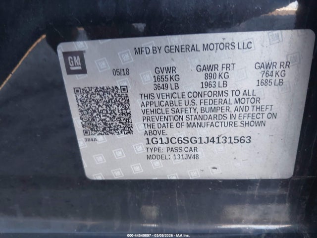 1G1JC6SG1J4131563 Chevrolet Sonic Lt Manual