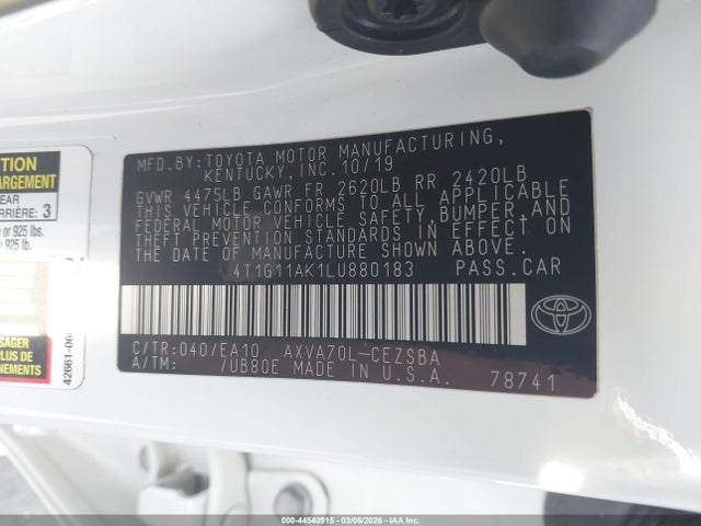 4T1G11AK1LU880183 Toyota CAMRY SE