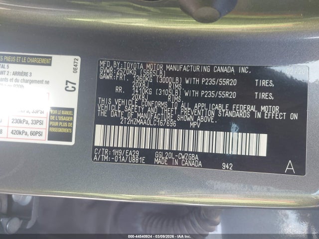 2T2HZMAA0LC167696 Lexus RX 350