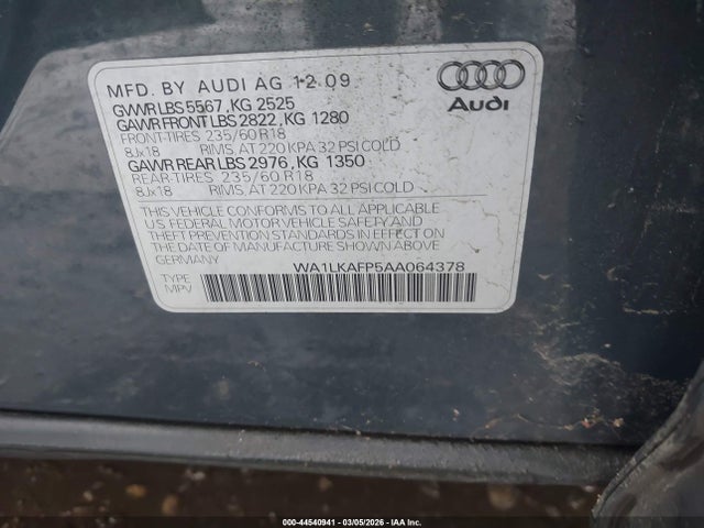 2010 AUDI Q5 WA1LKAFP5AA064378 Photo 8