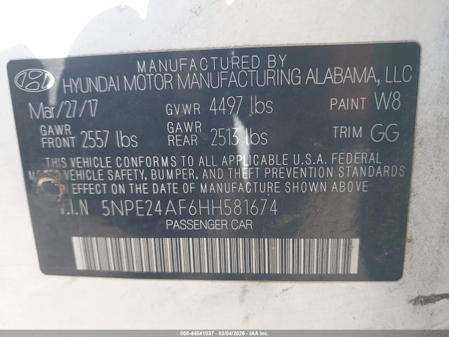 5NPE24AF6HH581674 Hyundai Sonata