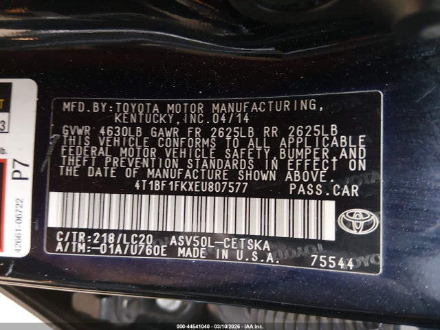 Toyota CAMRY SE 2014 4T1BF1FKXEU807577 Image 9