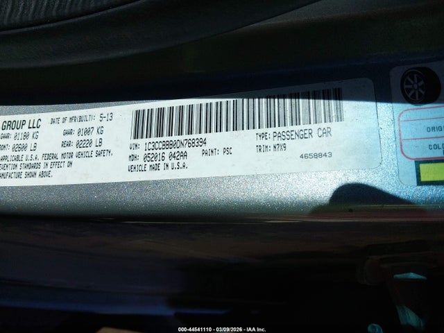 44541110 :رقم المزاد ، 1C3CCBBB0DN768394 vin ، 2013 Chrysler 200 Touring مزاد بيع