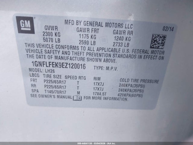 Chevrolet EQUINOX 1LT 2014 1GNFLFEK9EZ120016 Image 9