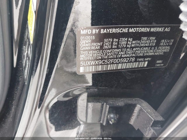 5UXWX9C52F0D59278 BMW X3 Xdrive28i