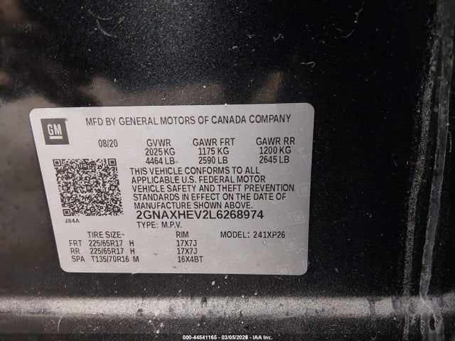 2GNAXHEV2L6268974 Chevrolet Equinox Fwd Ls