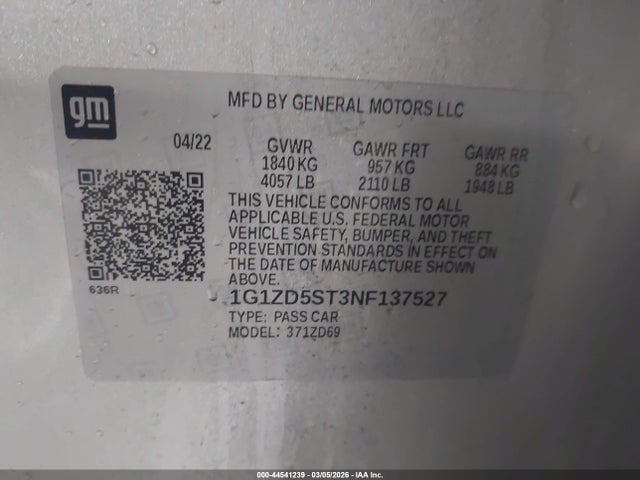 2022 CHEVROLET MALIBU 1G1ZD5ST3NF137527 Photo 8