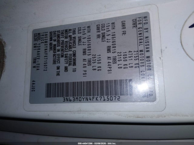 3N63M0YN4FK715072 Chevrolet City Express 1ls