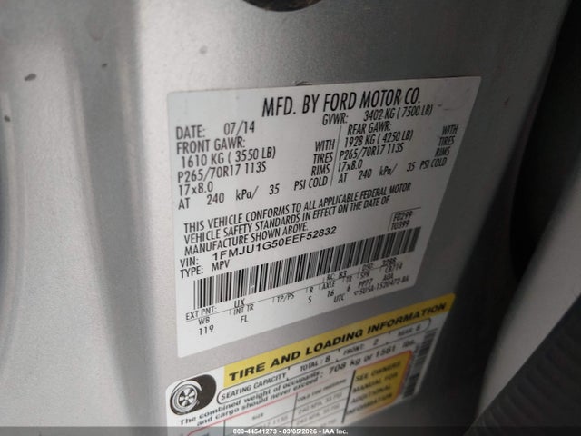 Ford Expedition Xl 2014 1FMJU1G50EEF52832 Image 9