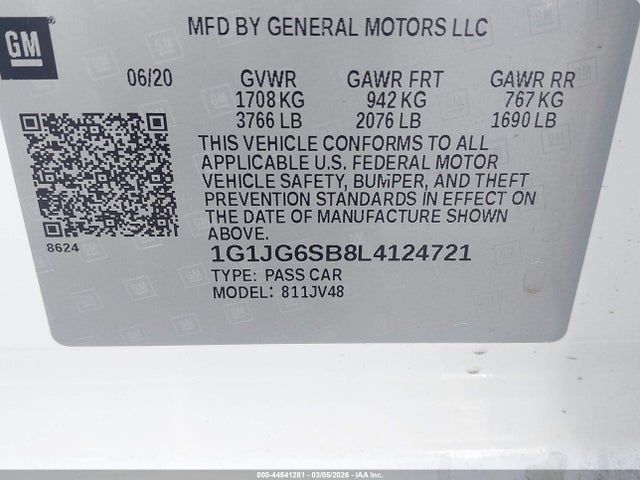 1G1JG6SB8L4124721 Chevrolet Sonic Fwd 1fl 5-door