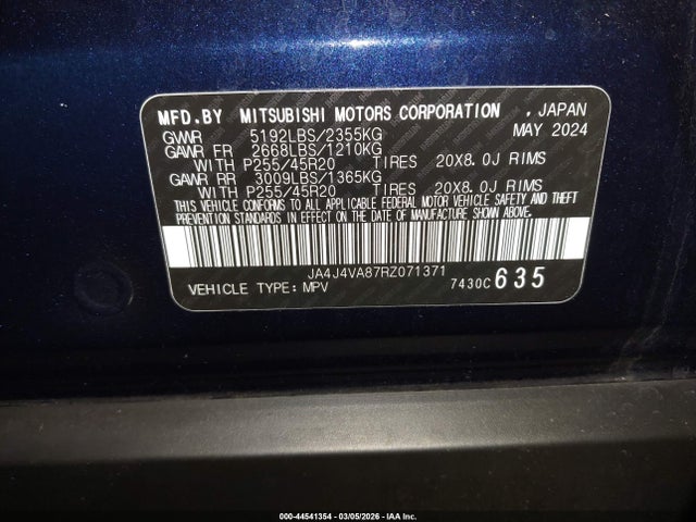 2024 MITSUBISHI OUTLANDER JA4J4VA87RZ071371 Photo 8