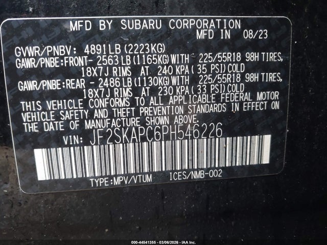 2023 SUBARU FORESTER JF2SKAPC6PH546226 Photo 8