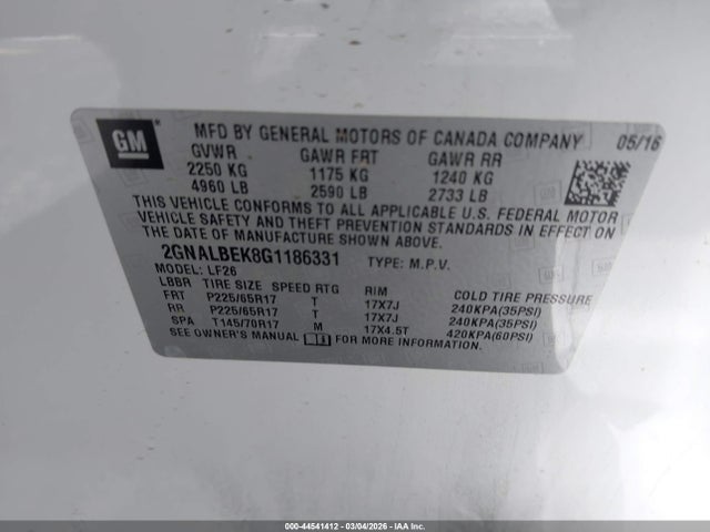 Chevrolet EQUINOX LS 2016 2GNALBEK8G1186331 Image 9