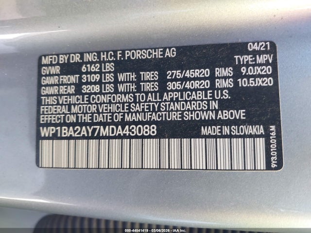 2021 PORSCHE CAYENNE COUPE WP1BA2AY7MDA43088 Photo 8