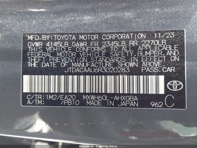 JTDACAAU6R3020283 Toyota PRIUS XLE