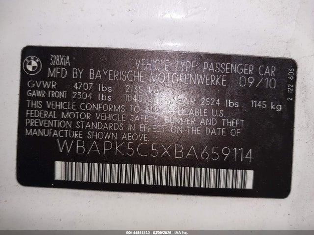 Продаж на аукціоні авто 2011 Bmw 328i Xdrive, vin: WBAPK5C5XBA659114, номер лоту: 44541430