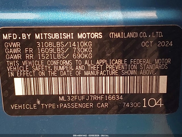 2024 MITSUBISHI MIRAGE G4 ML32FUFJ7RHF16634 Photo 8