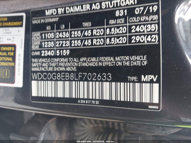Продаж на аукціоні авто 2020 Mercedes-benz Glc 300 4matic, vin: WDC0G8EB8LF702633, номер лоту: 44541444