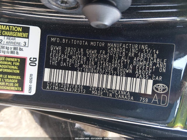 Toyota COROLLA LE 2015 2T1BURHE0FC312190 Image 9