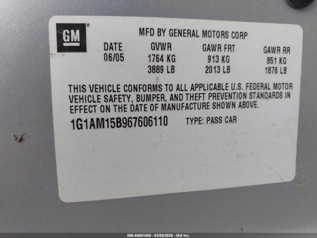 2006 CHEVROLET COBALT 1G1AM15B967606110 Photo 8