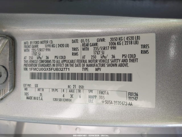 1FMCU0GX5FUB32771 Ford ESCAPE SE