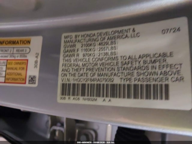 Aukcja sprzedaży 2024 Honda Accord Hybrid Touring, vin: 1HGCY2F84RA079082, numer aukcji: 44541470