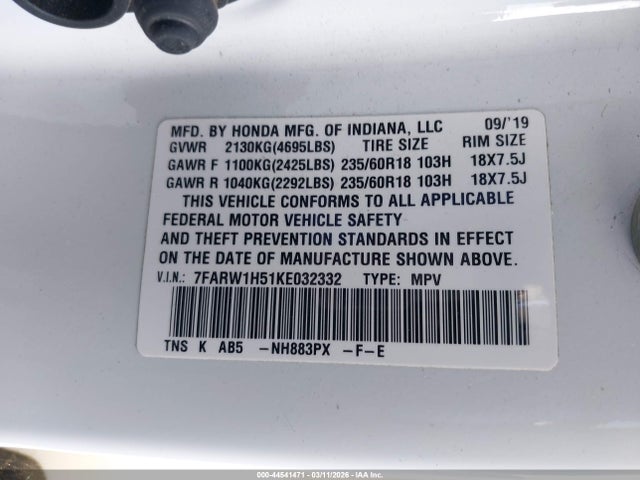 Honda CR-V EX 2019 7FARW1H51KE032332 Image 9
