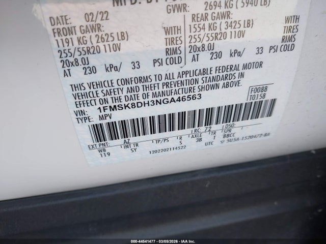 2022 FORD EXPLORER 1FMSK8DH3NGA46563 Photo 8