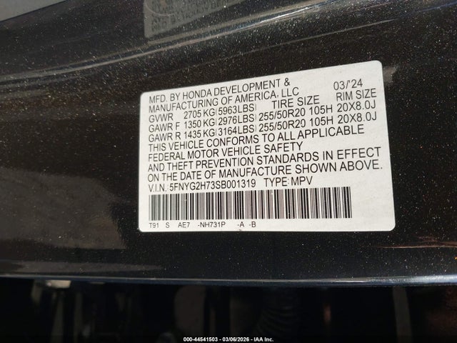 Honda Pilot Touring 2025 5FNYG2H73SB001319 Image 9