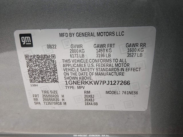 1GNERKKW7PJ127266 Chevrolet Traverse Fwd Premier