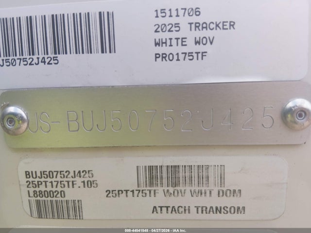 Продаж на аукціоні авто 2025 Tracker Other, vin: BUJ50752J425, номер лоту: 44541548