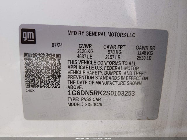 Продажа на аукционе авто 2025 Cadillac Ct5 Premium Luxury Rwd, vin: 1G6DN5RK2S0103253, номер лота: 44541565