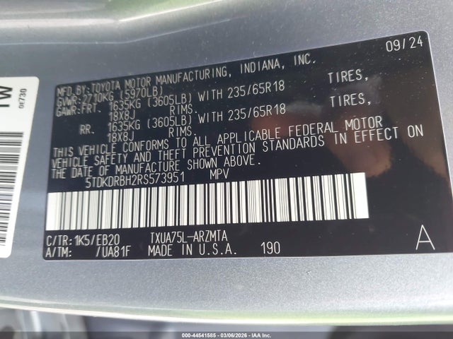 2024 TOYOTA HIGHLANDER 5TDKDRBH2RS573951 Photo 8