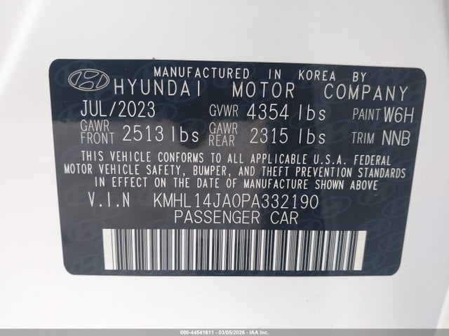 KMHL14JA0PA332190 Hyundai SONATA SEL