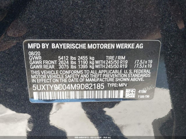 Продажа на аукционе авто 2021 Bmw X3 M40i, vin: 5UXTY9C04M9D82185, номер лота: 44541613