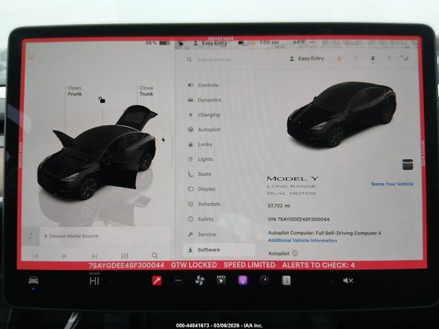 2025 Tesla Model Y Long Range Dual Motor All-wheel Drive მანქანა იყიდება აუქციონზე, vin: 7SAYGDEE4SF300044, აუქციონის ნომერი: 44541673
