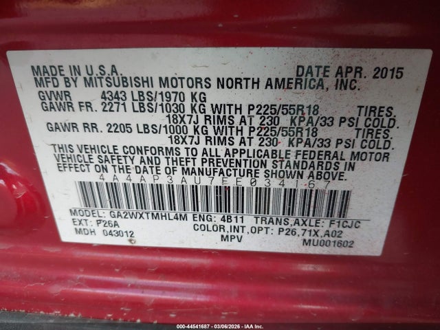 2015 MITSUBISHI OUTLANDER SPORT 4A4AP3AU7FE034167 Photo 8