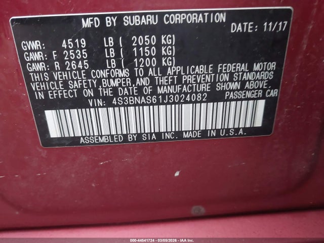 2018 SUBARU LEGACY 4S3BNAS61J3024082 Photo 8