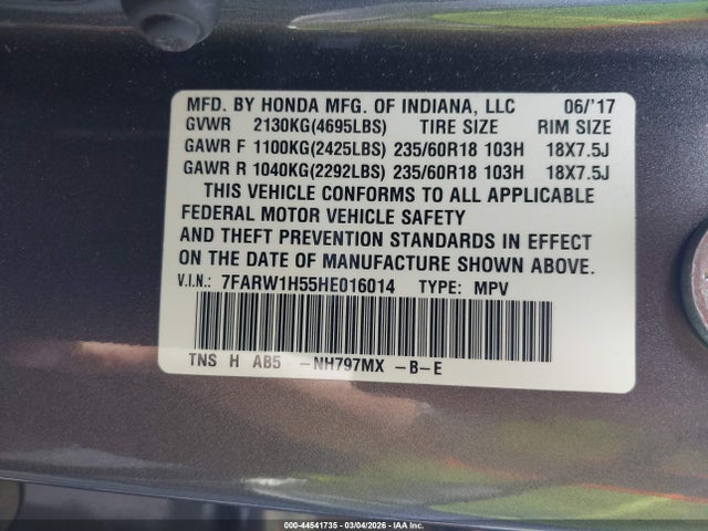 Honda CR-V EX 2017 7FARW1H55HE016014 Image 9